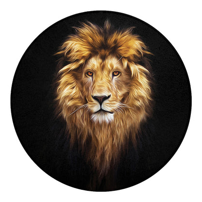 Leo Portrait Print Round Blanket