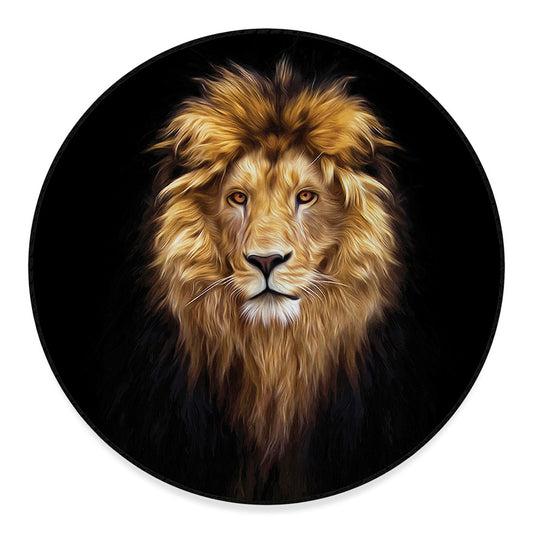 Leo Portrait Print Round Floor Mat
