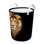 Leo Portrait Print Round Laundry Basket