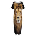 Leo Portrait Print Short Sleeve Long Nightdress