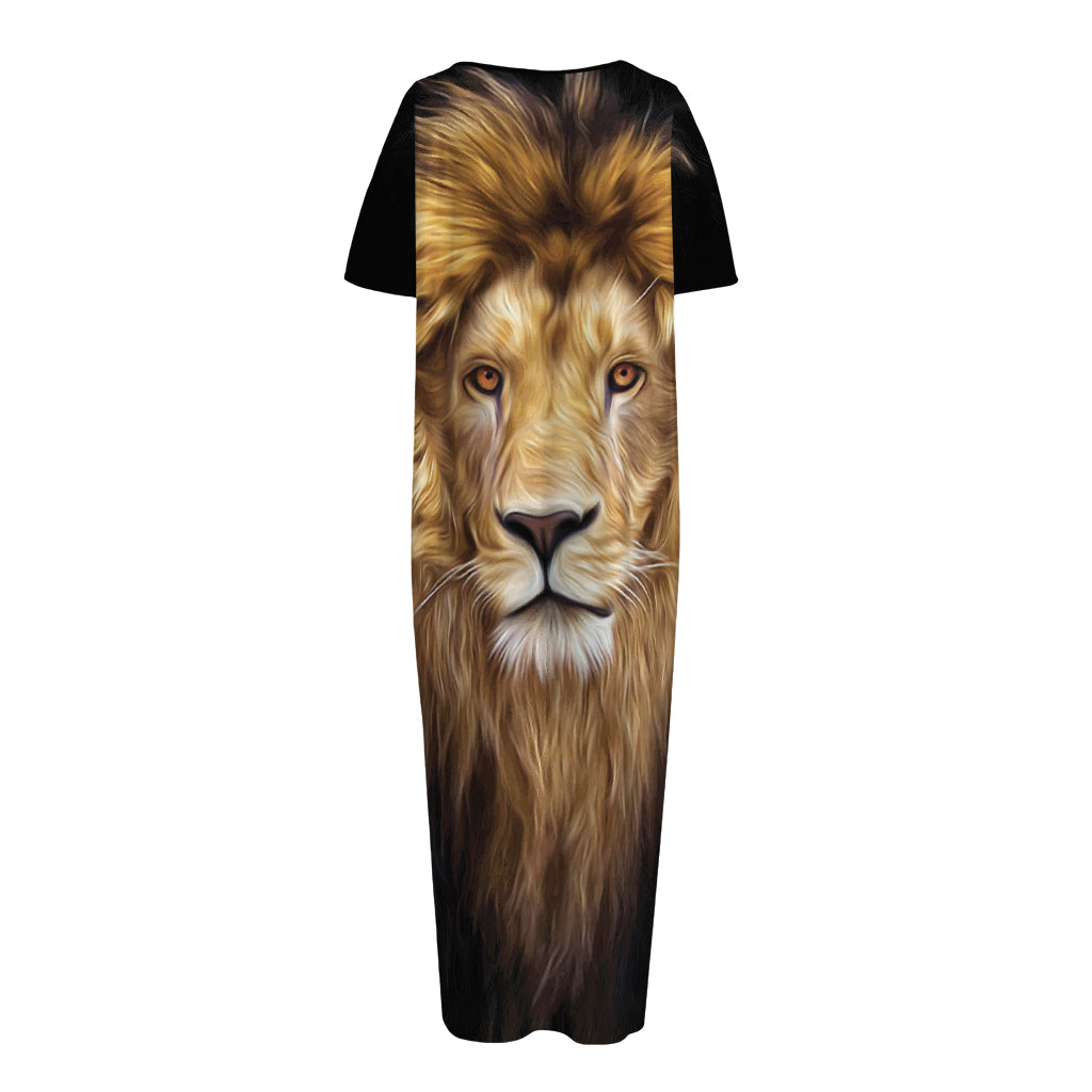 Leo Portrait Print Short Sleeve Long Nightdress