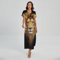 Leo Portrait Print Short Sleeve Maxi Dress