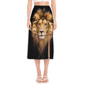 Leo Portrait Print Side Slit Midi Skirt