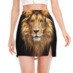 Leo Portrait Print Side Slit Mini Skirt