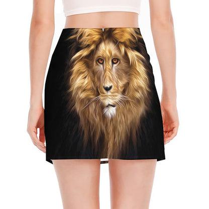 Leo Portrait Print Side Slit Mini Skirt