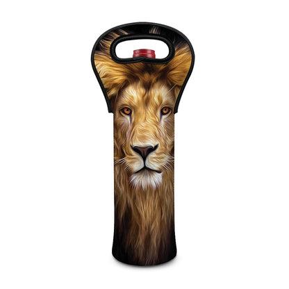 Leo Portrait Print Single Neoprene Wine Tote