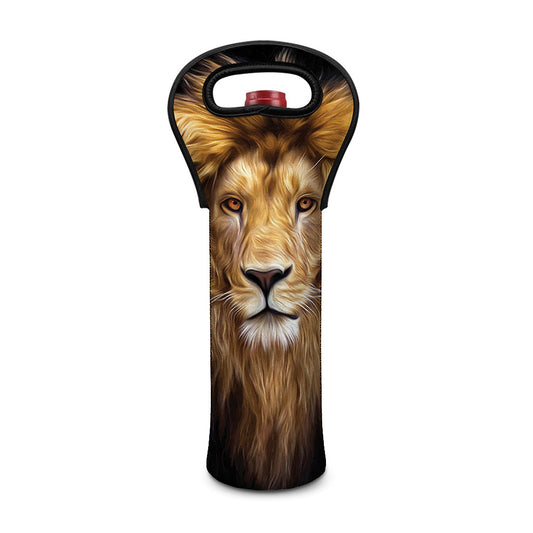 Leo Portrait Print Single Neoprene Wine Tote