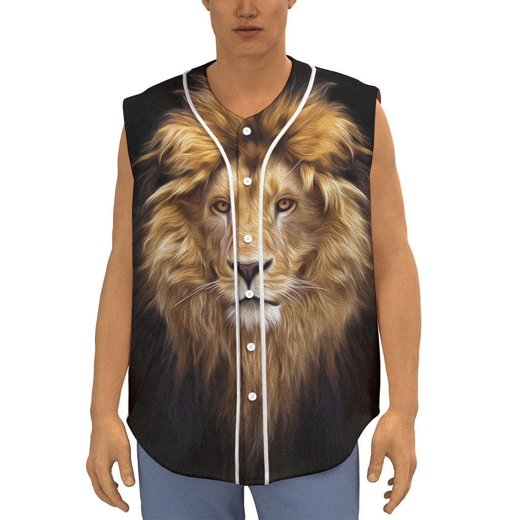 Leo Portrait Print Sleeveless Baseball Jersey