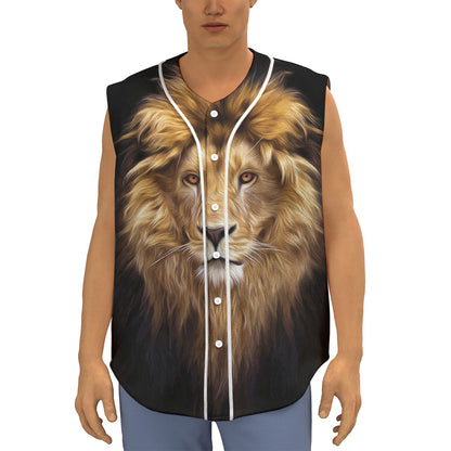 Leo Portrait Print Sleeveless Baseball Jersey
