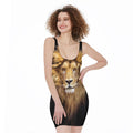 Leo Portrait Print Sleeveless Bodycon Dress