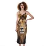 Leo Portrait Print Slim Fit Midi Cami Dress