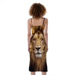 Leo Portrait Print Slim Fit Midi Cami Dress