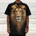 Leo Portrait Print Textured Short Sleeve Shirt