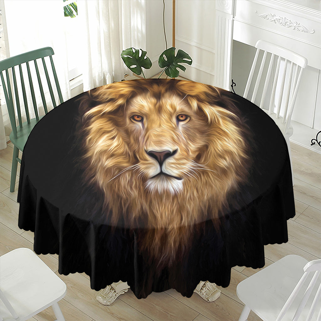 Leo Portrait Print Waterproof Round Tablecloth