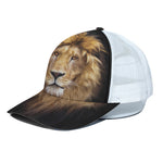 Leo Portrait Print White Mesh Trucker Cap
