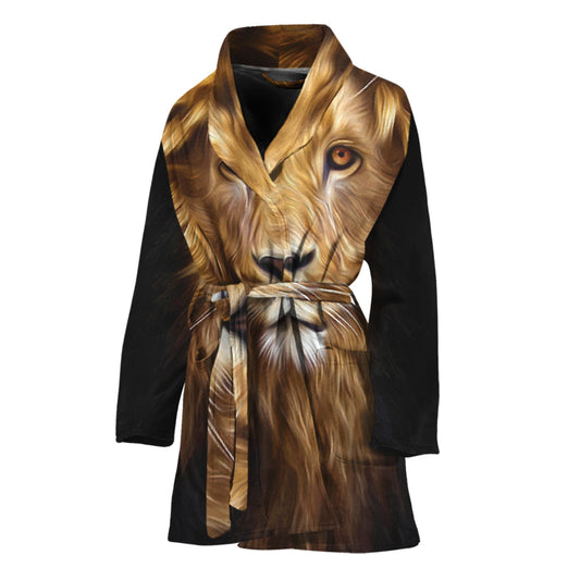 Leo Portrait Print Women's Bathrobe