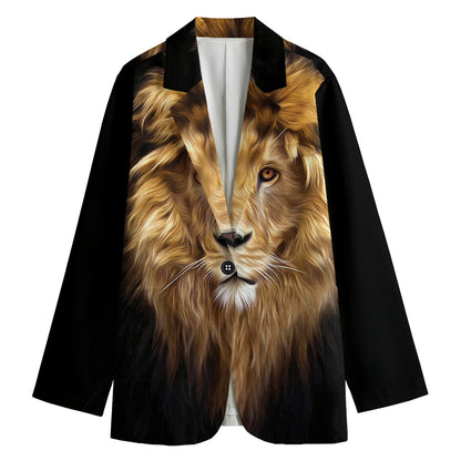 Leo Portrait Print Women's Cotton Blazer