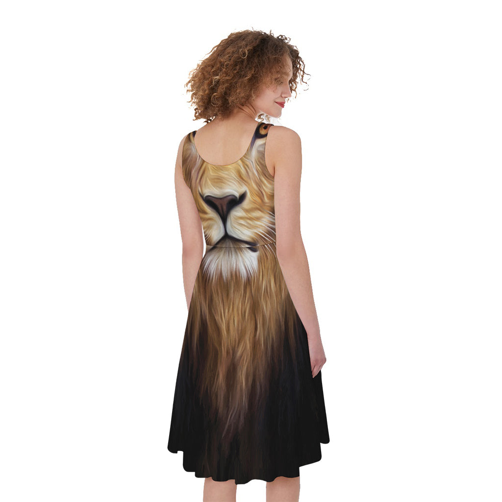 Leo Portrait Print Women's Sleeveless Dress