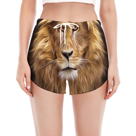 Leo Portrait Print Women's Split Running Shorts