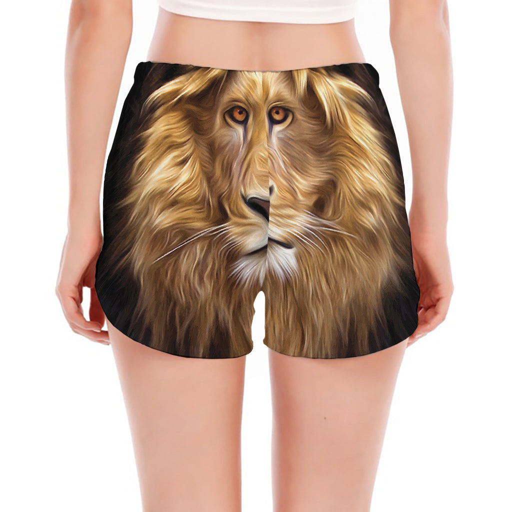 Leo Portrait Print Women's Split Running Shorts