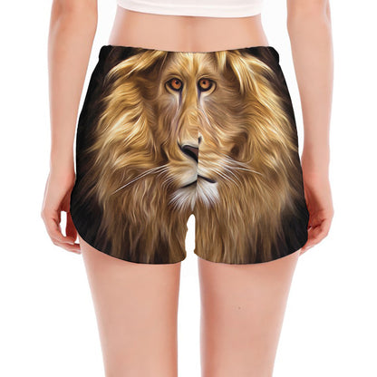 Leo Portrait Print Women's Split Running Shorts