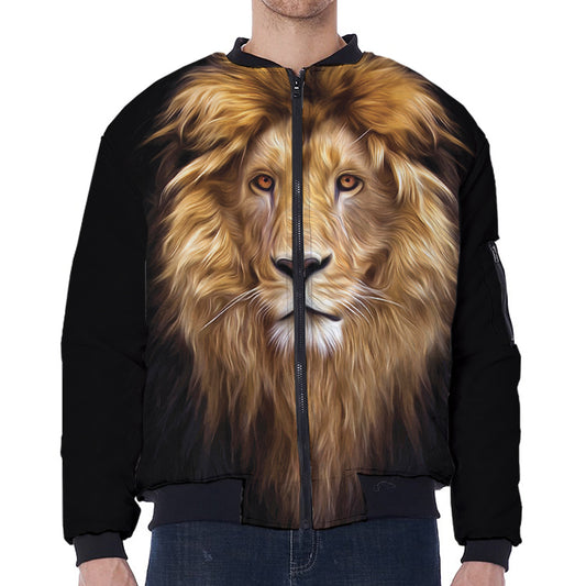 Leo Portrait Print Zip Sleeve Bomber Jacket