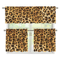 Leopard Pattern Print 3 Piece Kitchen Curtains