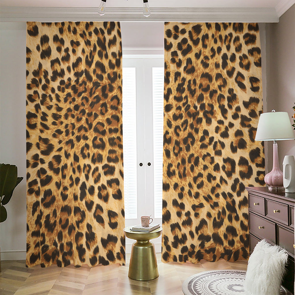 Leopard Pattern Print Blackout Pencil Pleat Curtains