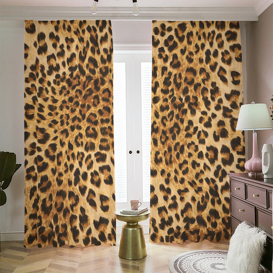 Leopard Pattern Print Blackout Pencil Pleat Curtains