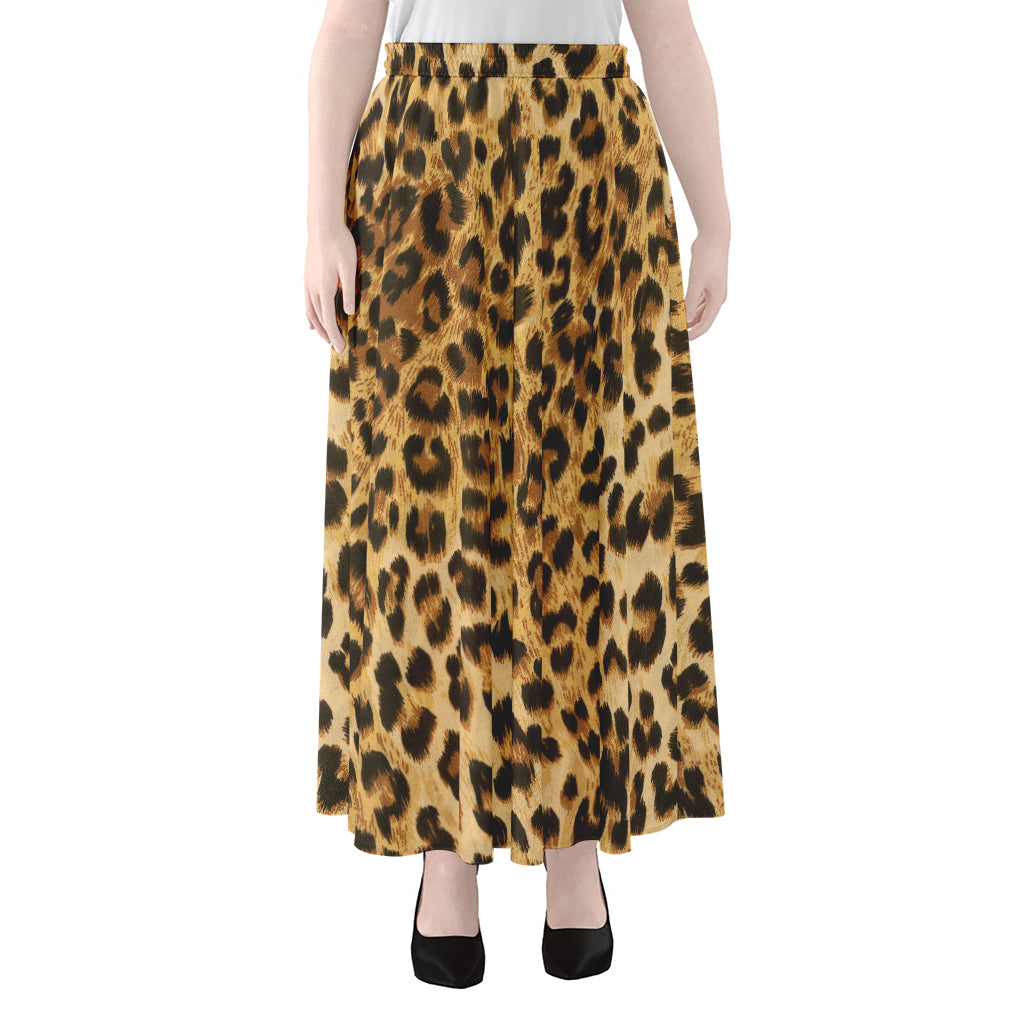 Leopard Pattern Print Chiffon Maxi Skirt