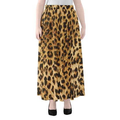 Leopard Pattern Print Chiffon Maxi Skirt