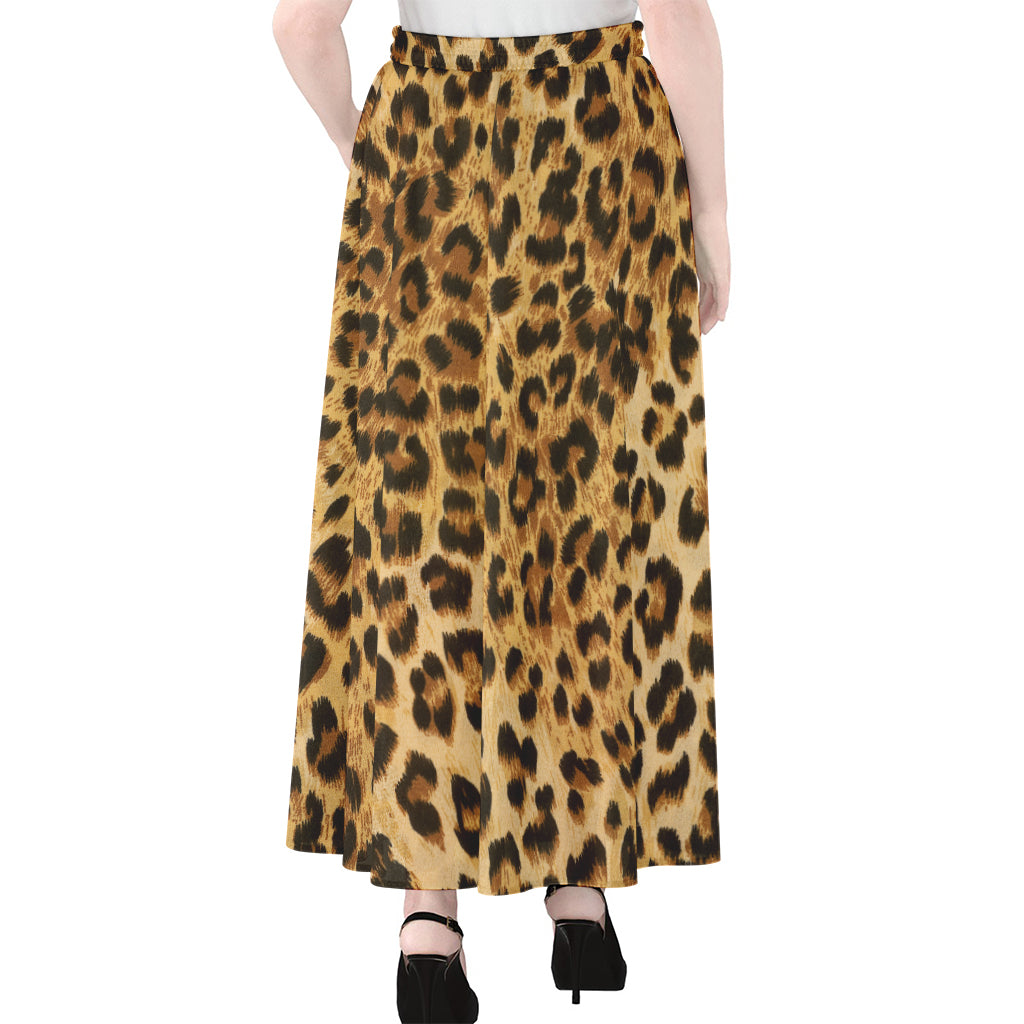 Leopard Pattern Print Chiffon Maxi Skirt