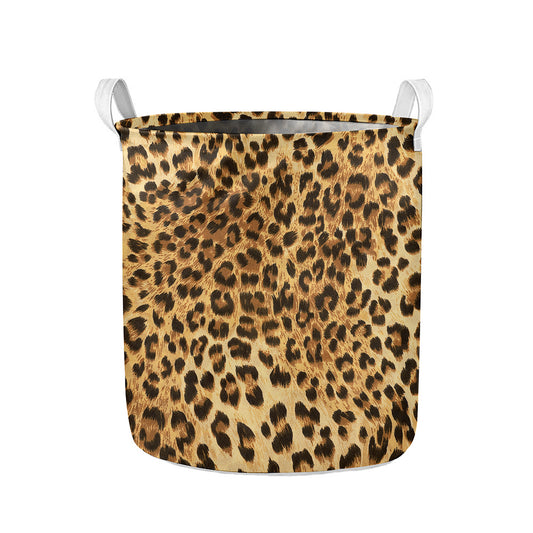 Leopard Pattern Print Collapsible Laundry Basket