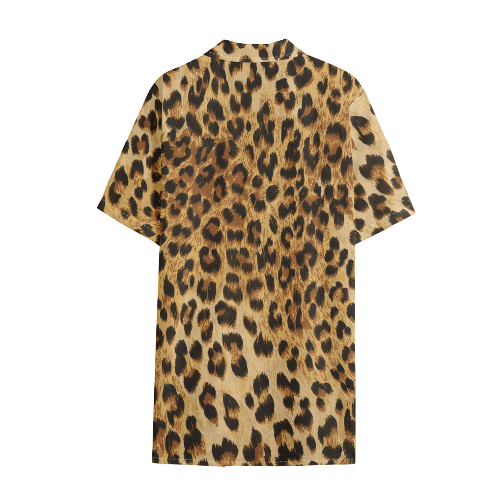 Leopard Pattern Print Cotton Hawaiian Shirt