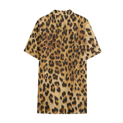 Leopard Pattern Print Cotton Hawaiian Shirt