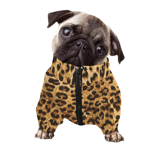 Leopard Pattern Print Dog Zip Up Jacket