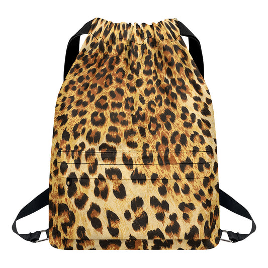 Leopard Pattern Print Drawstring Backpack