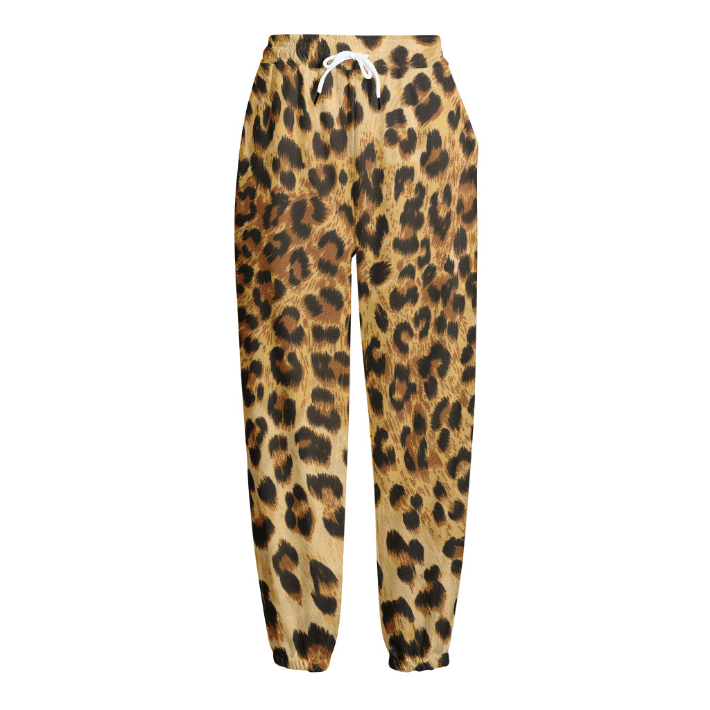 Leopard Pattern Print Fleece Lined Knit Pants