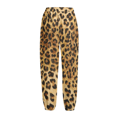 Leopard Pattern Print Fleece Lined Knit Pants