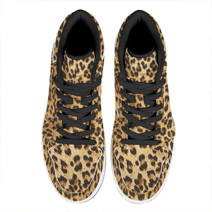 Leopard Pattern Print High Top Leather Sneakers