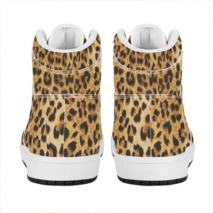 Leopard Pattern Print High Top Leather Sneakers