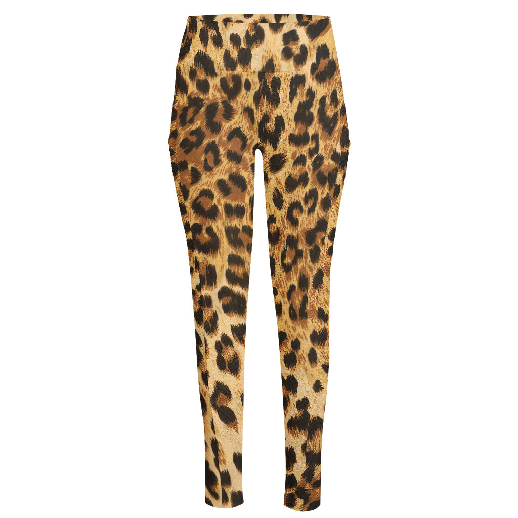 Leopard Pattern Print High-Waisted Pocket Leggings