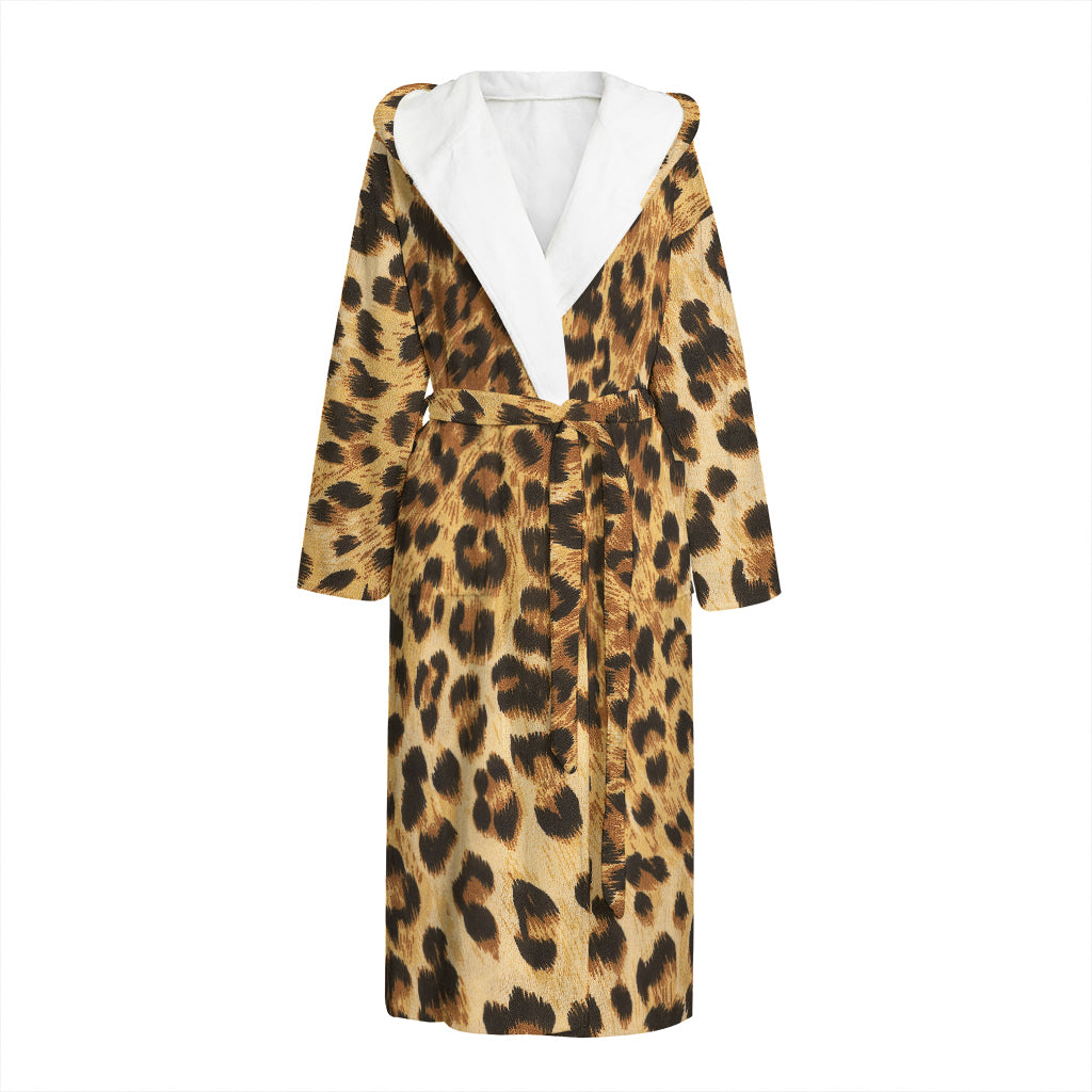 Leopard Pattern Print Hooded Bathrobe