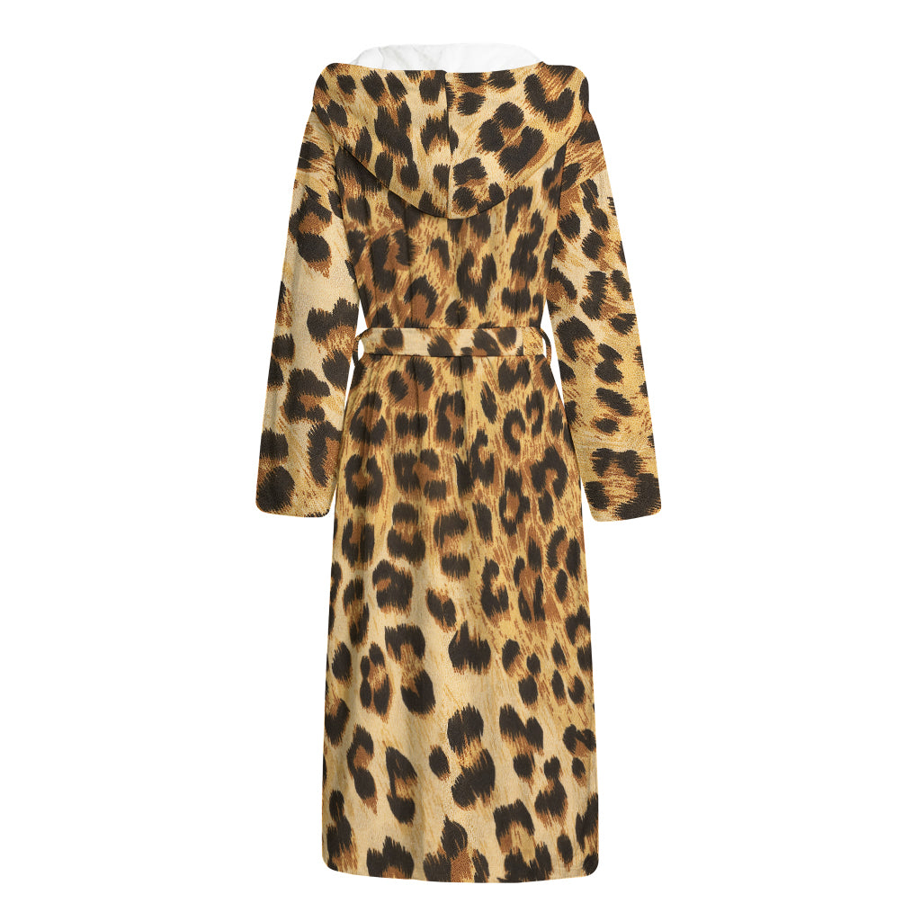 Leopard Pattern Print Hooded Bathrobe