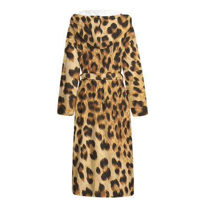 Leopard Pattern Print Hooded Bathrobe
