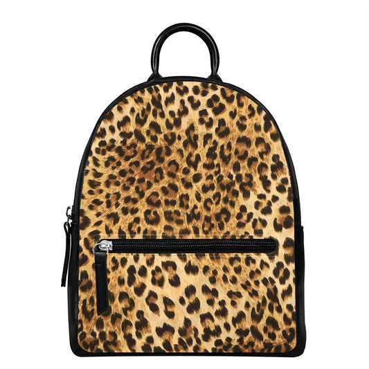 Leopard Pattern Print Leather Backpack
