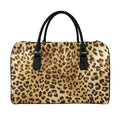 Leopard Pattern Print Leather Duffel Bag