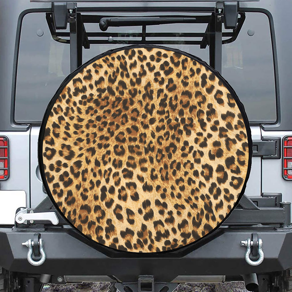 Leopard Pattern Print Leather Spare Tire Cover