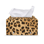 Leopard Pattern Print Leather Tissue Box Cover