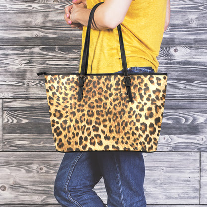 Leopard Pattern Print Leather Tote Bag